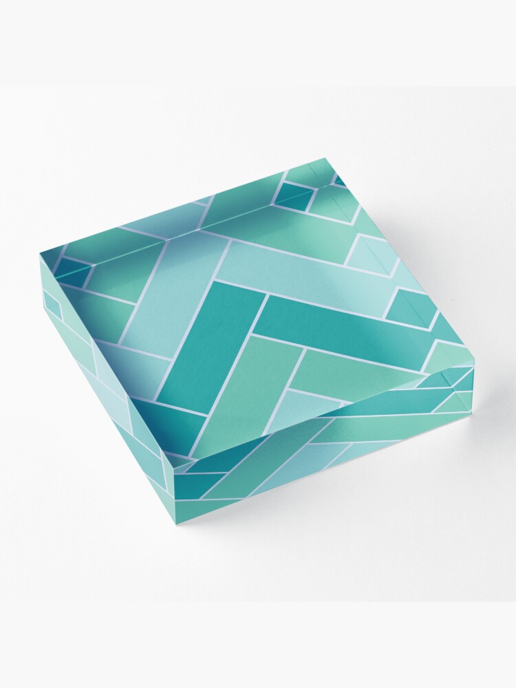 Alternate view of Geometric Pattern: Herringbone: Moss Acrylic Block