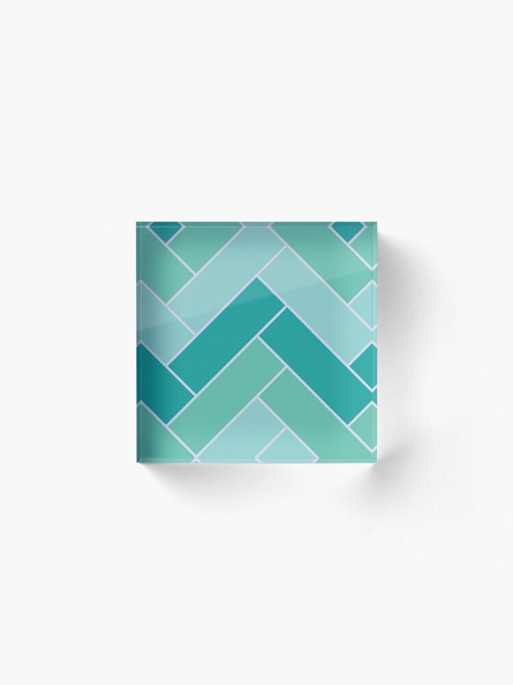 Alternate view of Geometric Pattern: Herringbone: Moss Acrylic Block