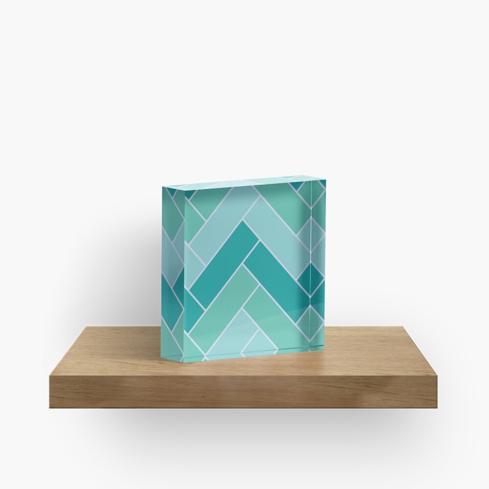 Geometric Pattern: Herringbone: Moss Acrylic Block