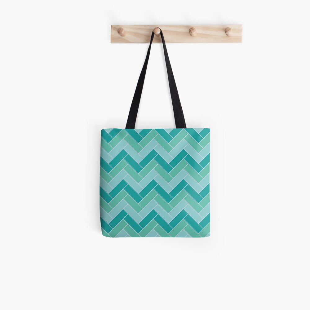 Geometric Pattern: Herringbone: Moss Tote Bag