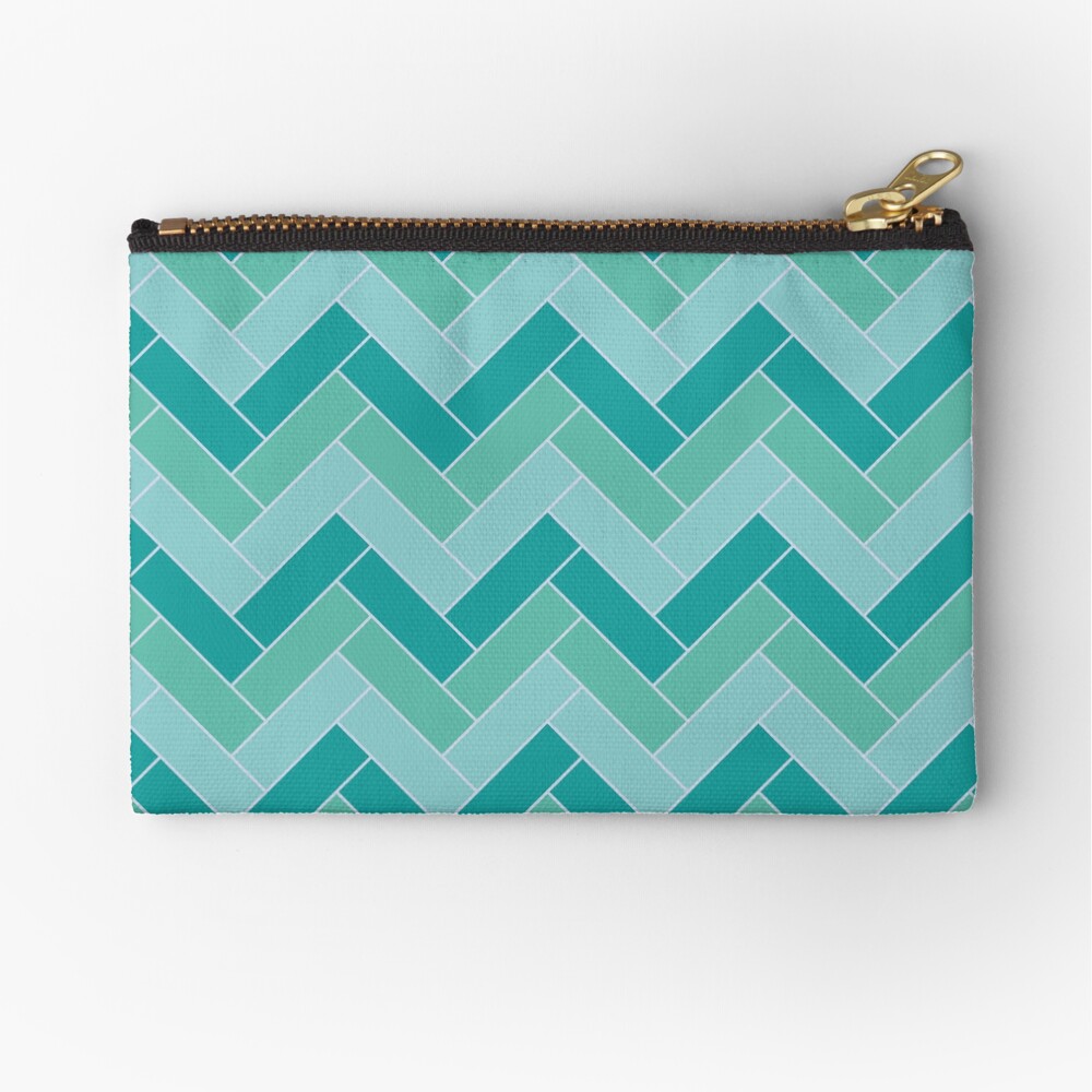 Geometric Pattern: Herringbone: Moss Zipper Pouch