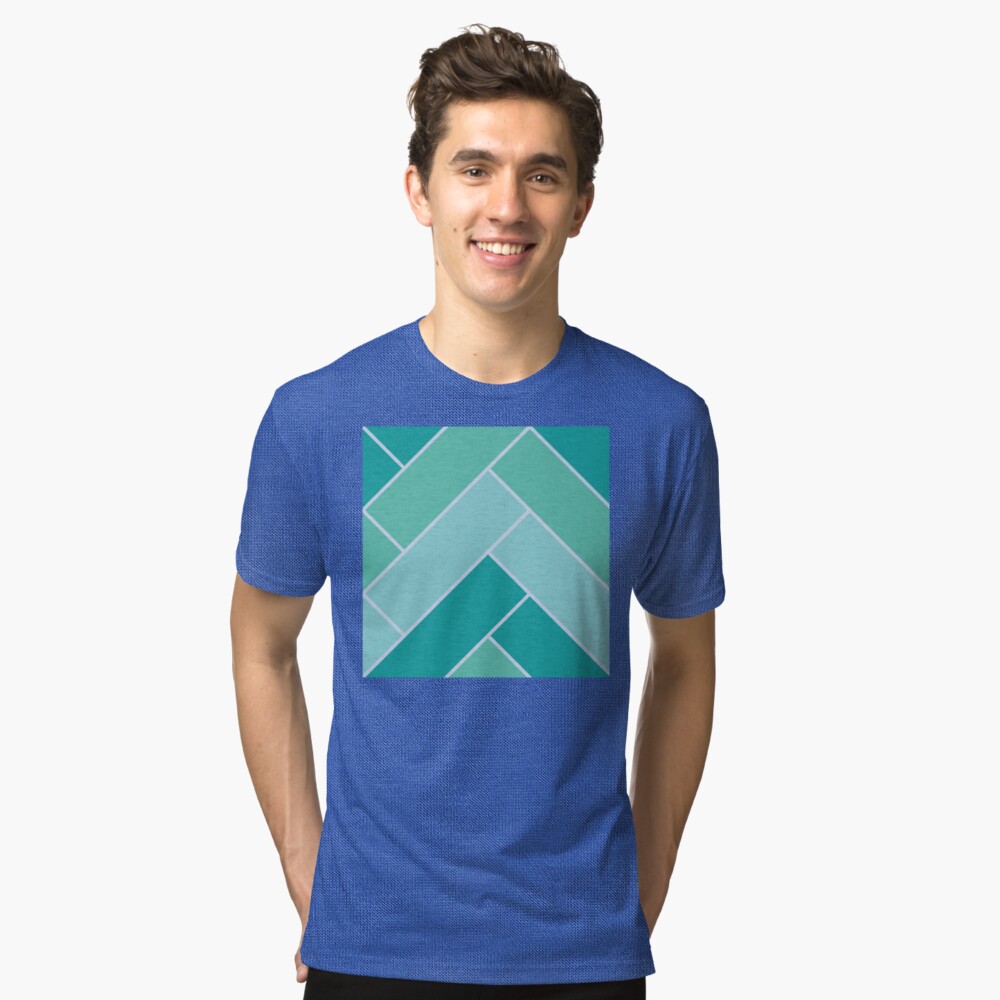 Geometric Pattern: Herringbone: Moss Tri-blend T-Shirt