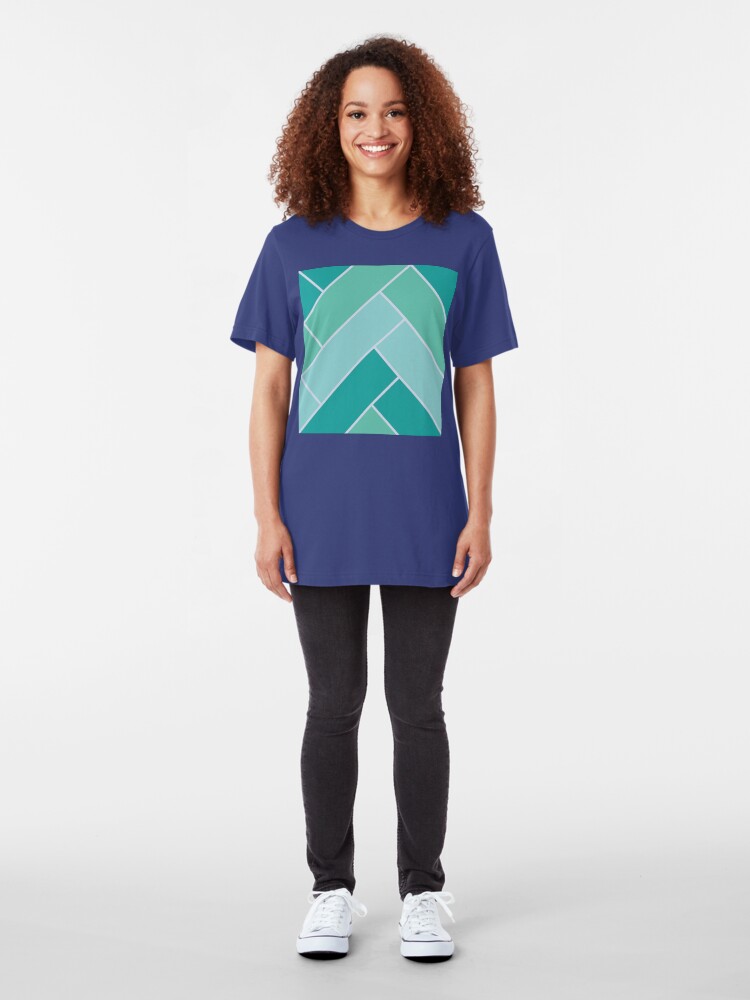 Alternate view of Geometric Pattern: Herringbone: Moss Slim Fit T-Shirt