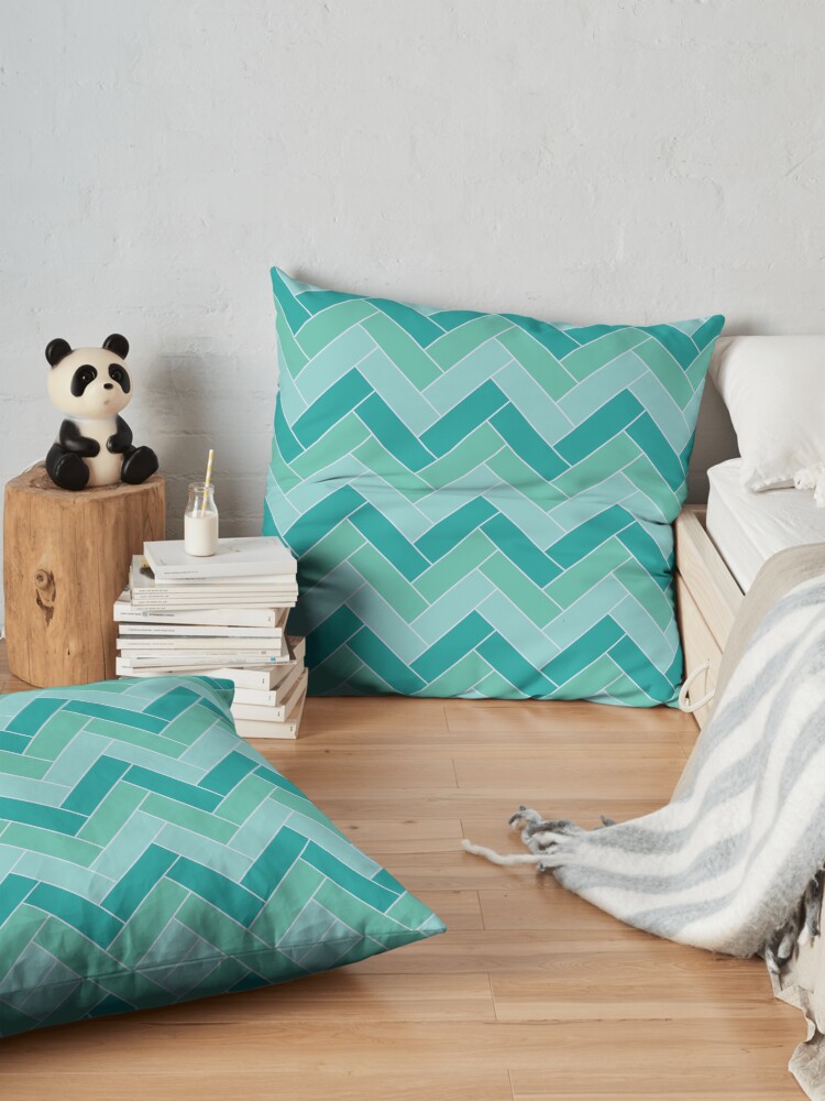 Alternate view of Geometric Pattern: Herringbone: Moss Floor Pillow