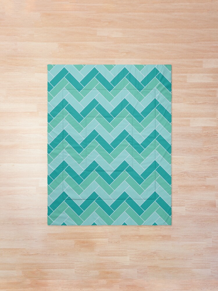 Alternate view of Geometric Pattern: Herringbone: Moss Comforter