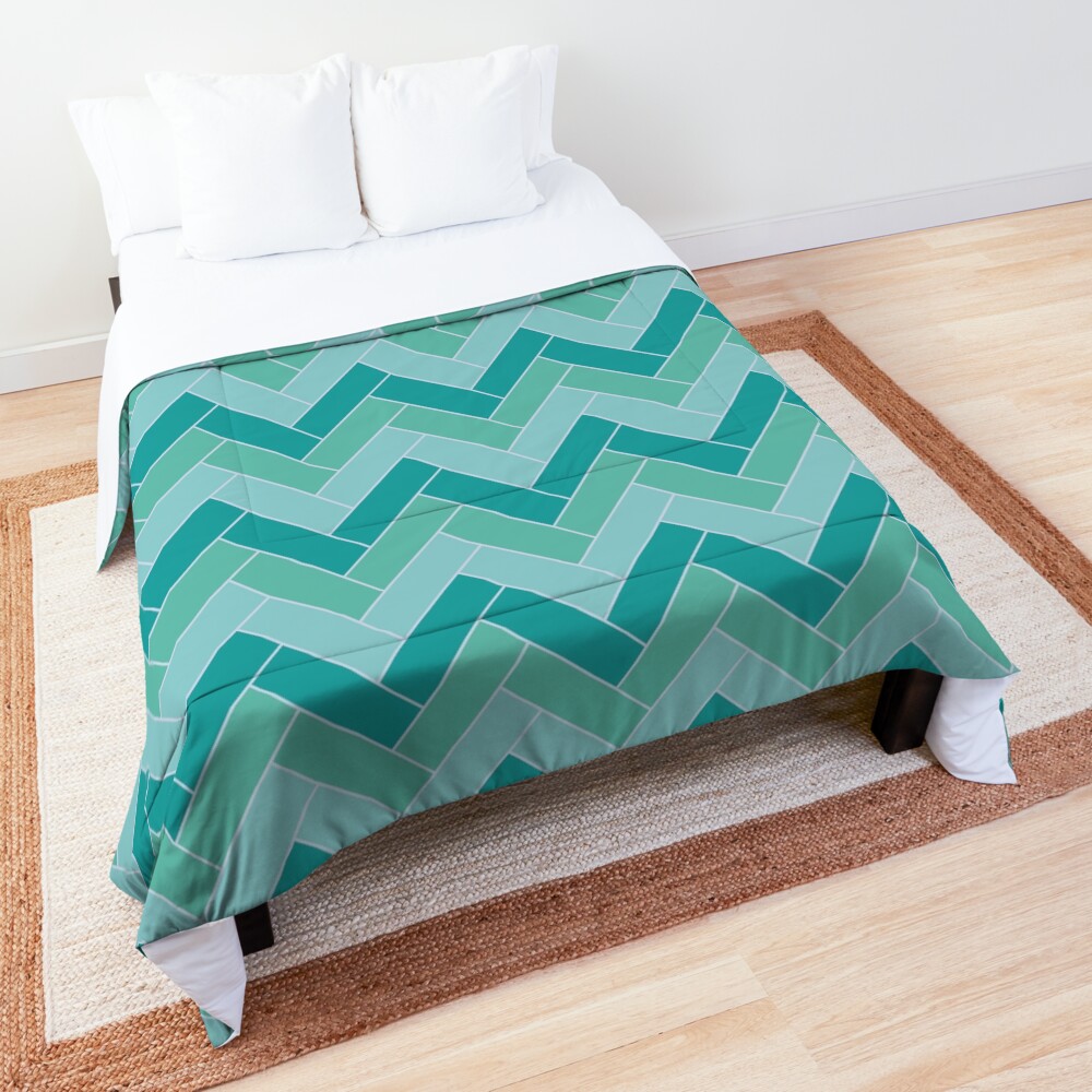 Geometric Pattern: Herringbone: Moss Comforter