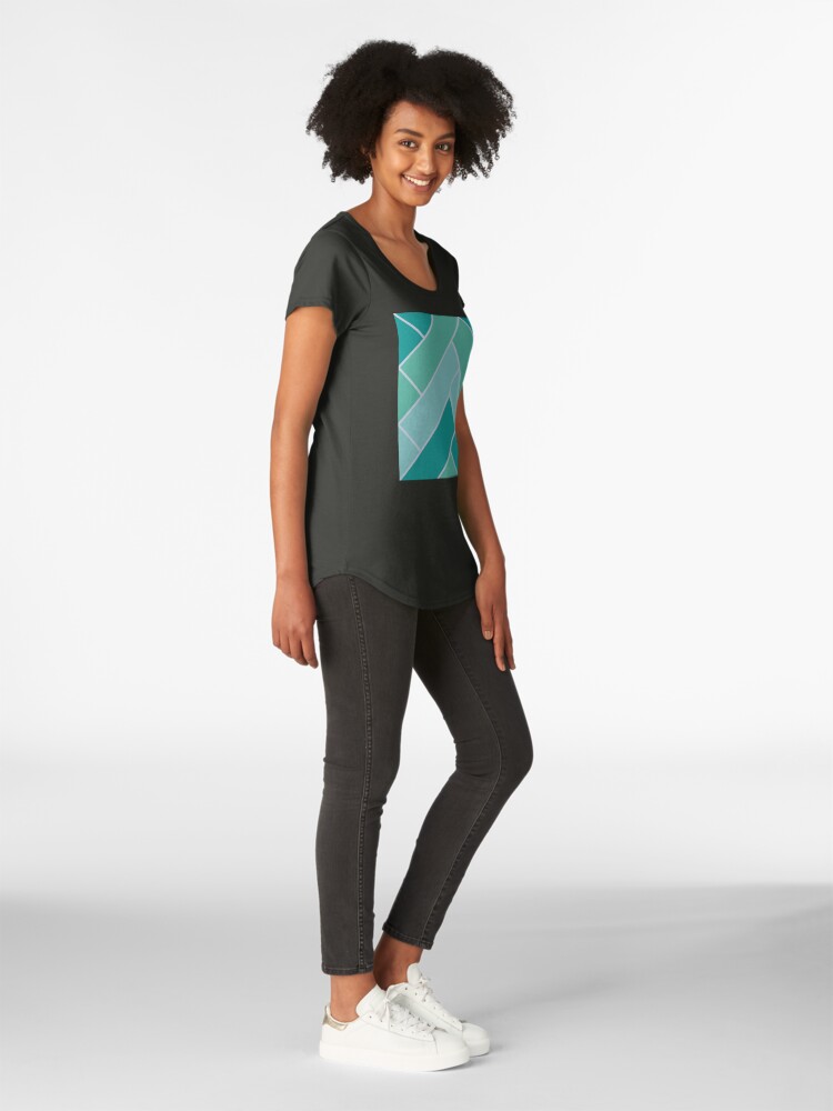 Alternate view of Geometric Pattern: Herringbone: Moss Premium Scoop T-Shirt