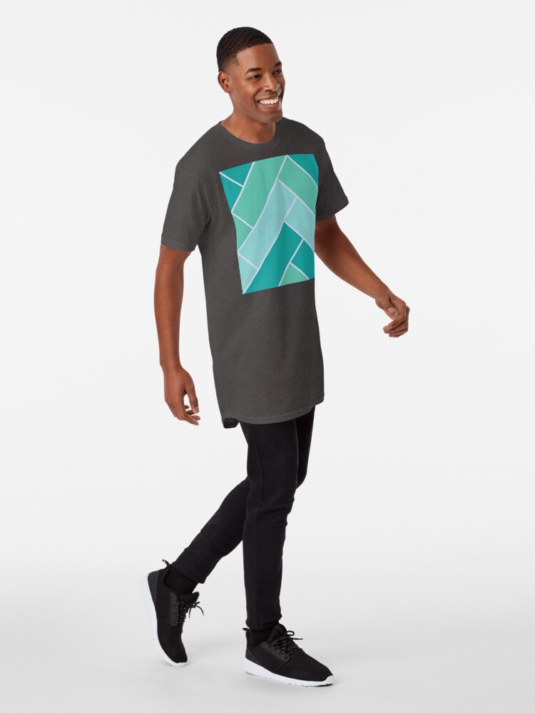 Alternate view of Geometric Pattern: Herringbone: Moss Long T-Shirt