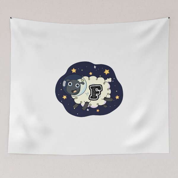 Artikelvorschau, Alphabet Buchstabe F Space Sheep entworfen und verkauft von kidsmonogram.