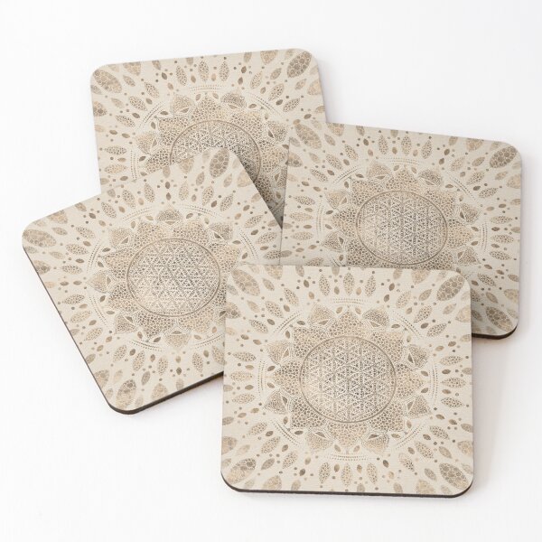 Item preview, Flower of Life in Lotus Dot Art pastel golds and canvas designed and sold by k9printart.