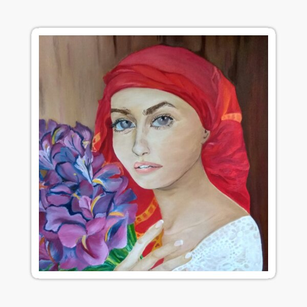 The Girl with Irises Sticker
