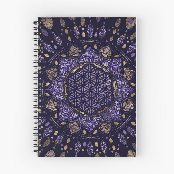 Item preview, Flower of Life in Lotus Dot Art purples and gold designed and sold by k9printart.