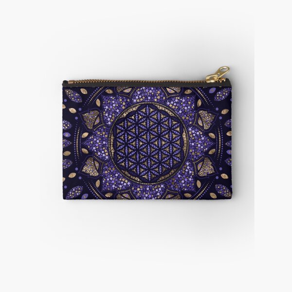 Item preview, Flower of Life in Lotus Dot Art purples and gold designed and sold by k9printart.