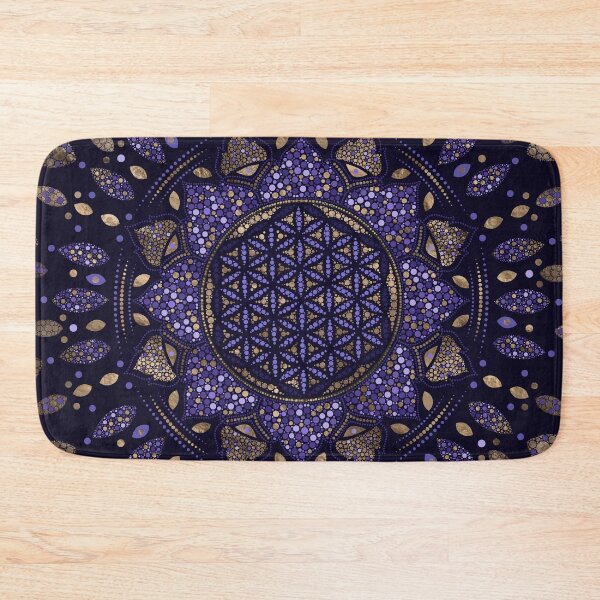 Item preview, Flower of Life in Lotus Dot Art purples and gold designed and sold by k9printart.