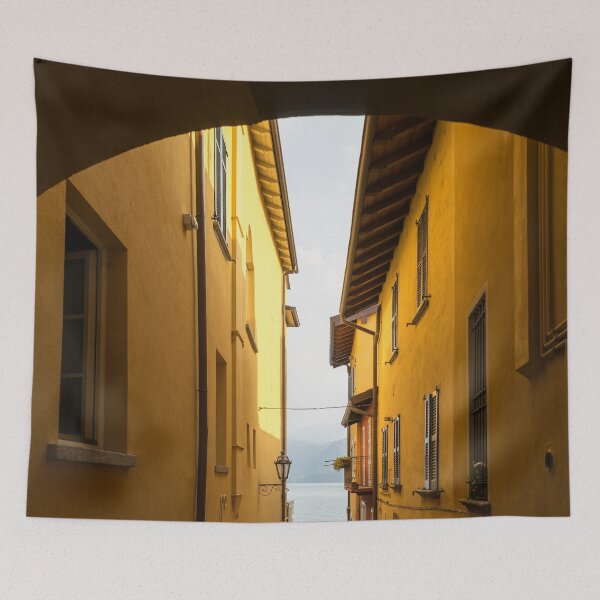 Item preview, Charismatic Varenna - Warm Yellow Squeeze Lane Towards Lake Como designed and sold by Georgia Mizuleva.