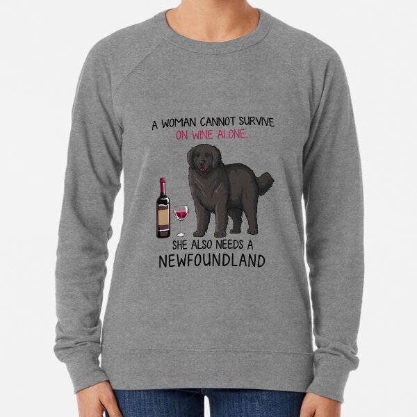 Newfoundland and wine Funny dog Lightweight Sweatshirt