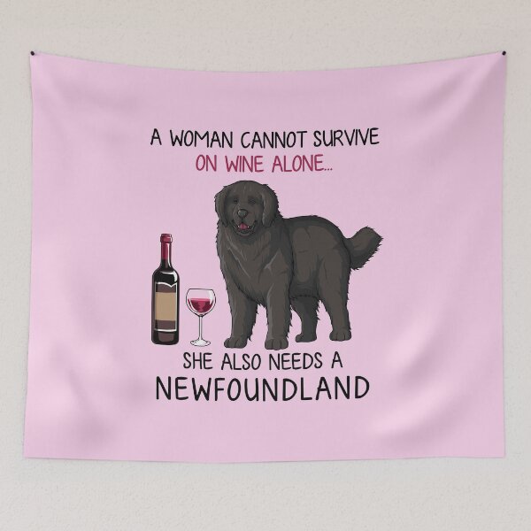 Item preview, Newfoundland and wine Funny dog designed and sold by TeeDoozy.