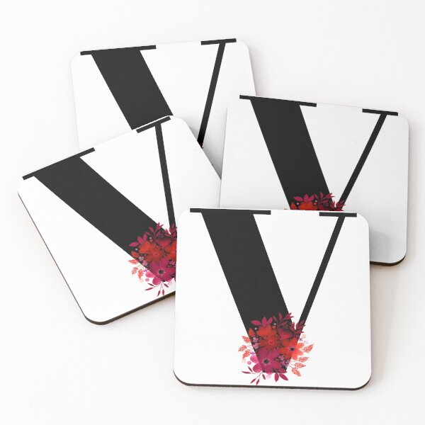 Item preview, letter v red flower designed and sold by atevern.