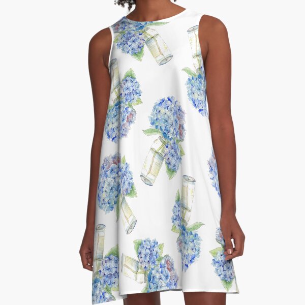 Blue Hydrangea, Still Life A-Line Dress