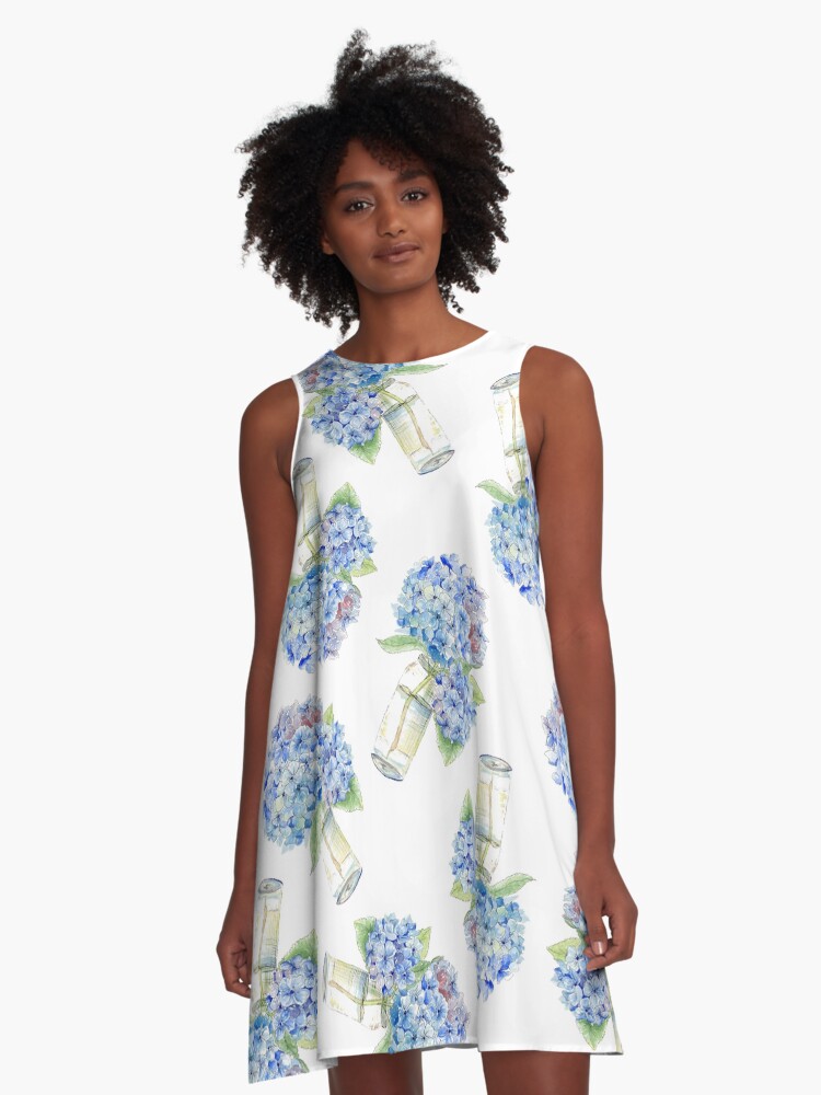 blue hydrangea dress