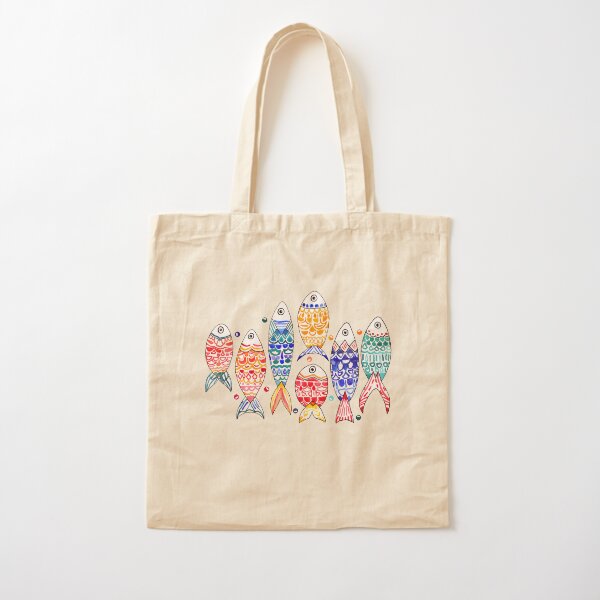 Fish Print Cotton Tote Bag