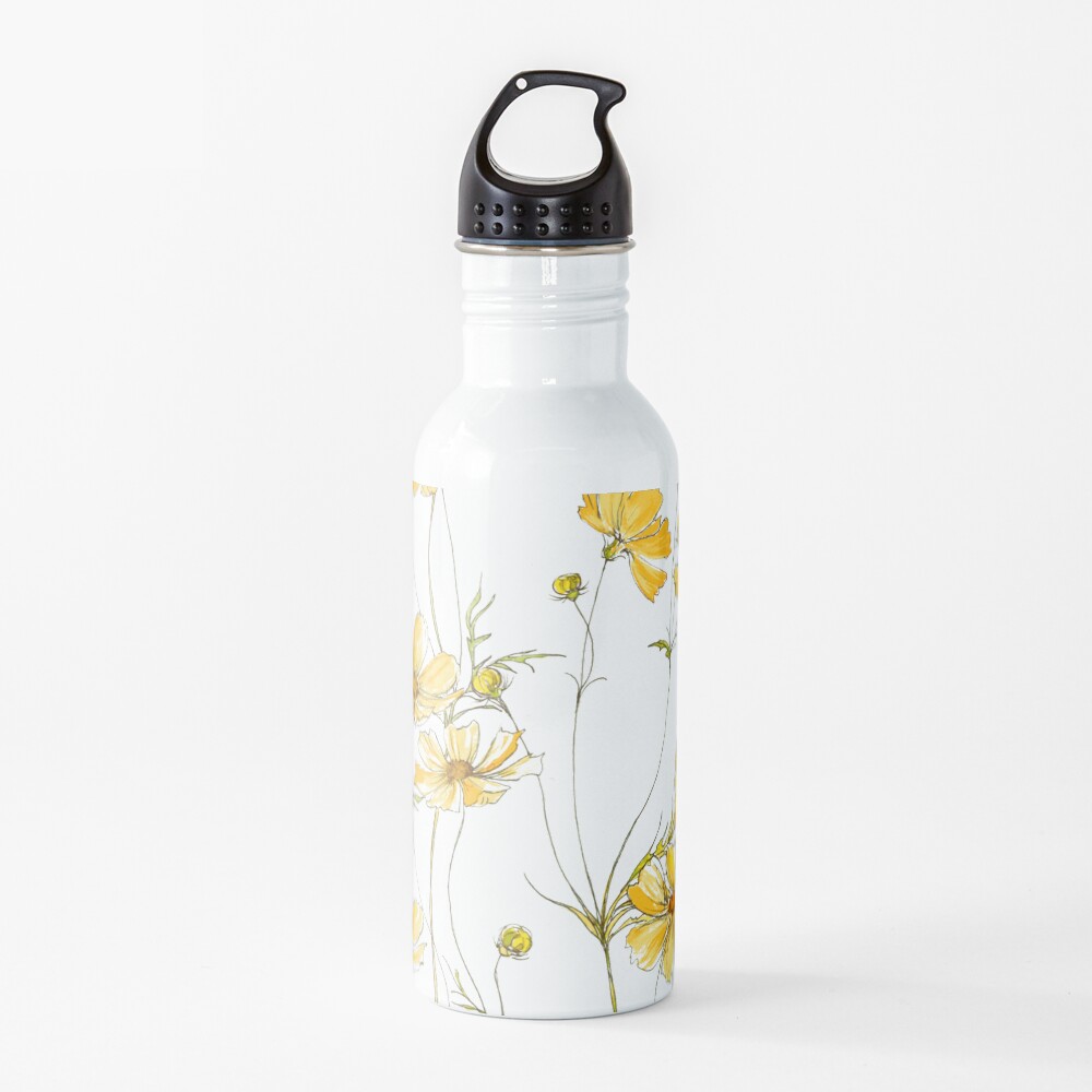 Yellow Cosmos Flowers Water Bottle