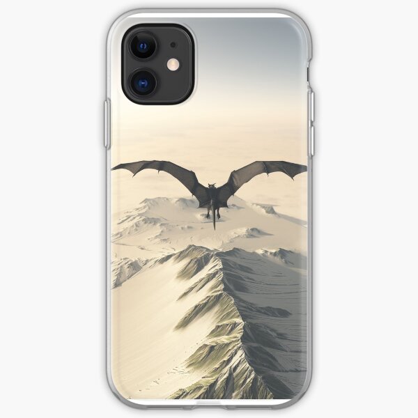 Grey Dragon Flight Over Snowy Mountains iPhone Soft Case