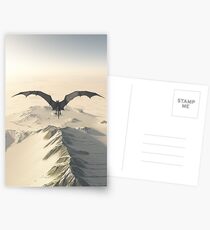 Grey Dragon Flight Over Snowy Mountains Postcards