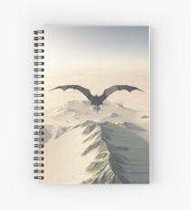 Grey Dragon Flight Over Snowy Mountains Spiral Notebook
