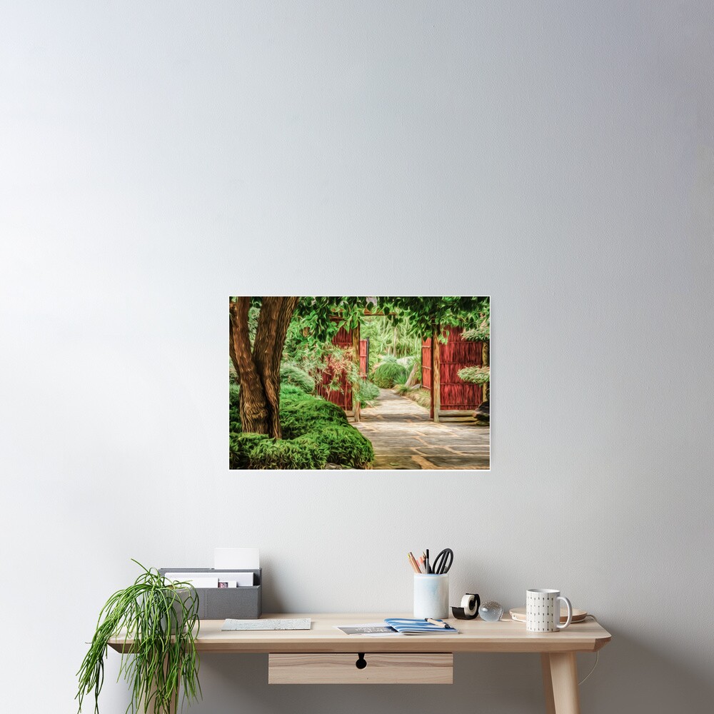Japanese Gardens (digital painting) Poster