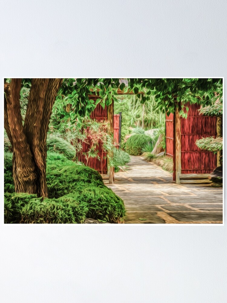 Alternate view of Japanese Gardens (digital painting) Poster