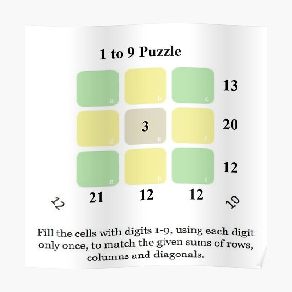 1 to 9 #Puzzle, #головоломка,  #conundrum, #teaser, brainteaser, tickler, mind-breaker, загадка, puzzle, riddle, enigma Poster