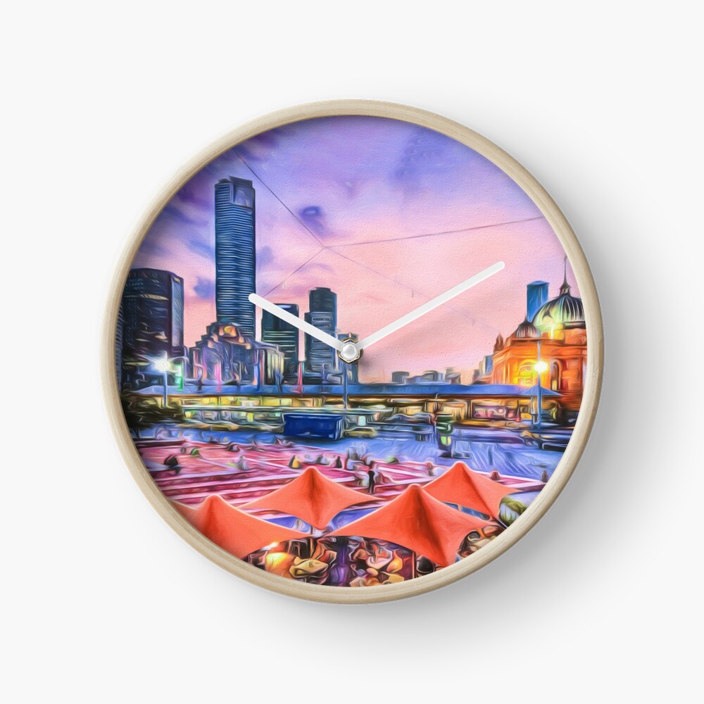 City Sunset II (digital painting) Clock