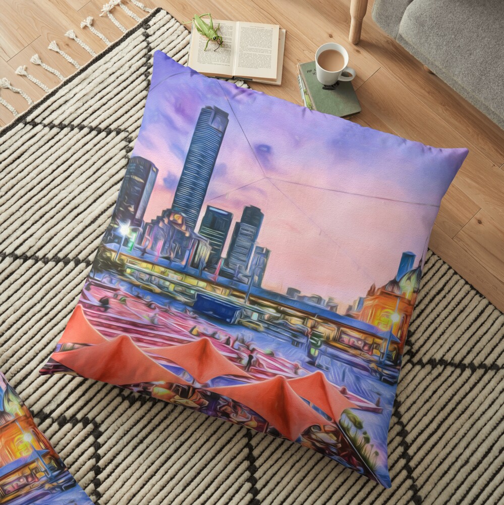 City Sunset II (digital painting) Floor Pillow