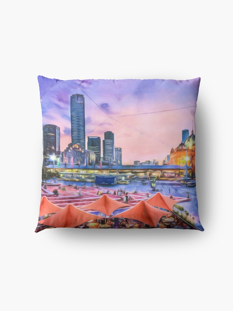 Alternate view of City Sunset II (digital painting) Floor Pillow