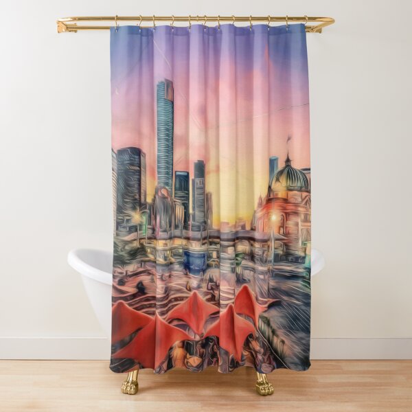City Sunset II (digital painting) Shower Curtain