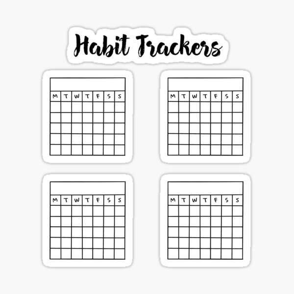 Simple Habit Trackers for Bullet Journals Sticker for Sale by