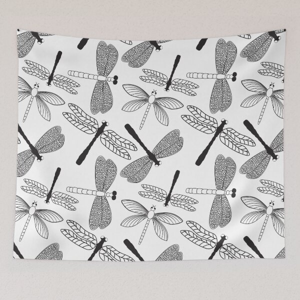Item preview, Dragonfly black and white pattern designed and sold by Arch4Design.