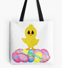 Easter Chick on Pastel Eggs Tote Bag