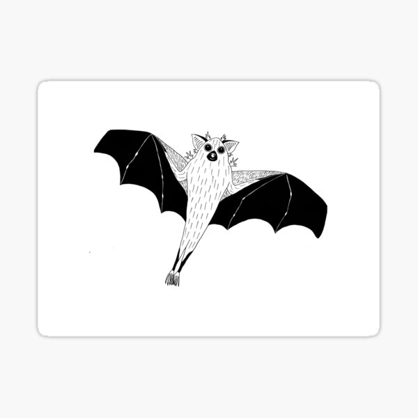 Dwarf Epauletted Fruit Bat (ink illustrations of weird animals that are real) Sticker