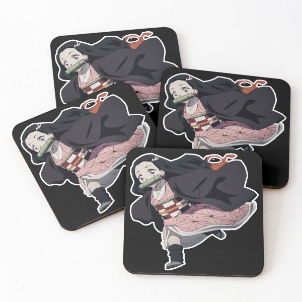 Nezuko Baby Mode Demon Slayer with white outlines Coasters (Set of 4)