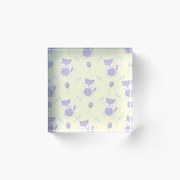 Item preview, Happy Birthday Purple Fox on Yellow Background Pattern designed and sold by Arch4Design.