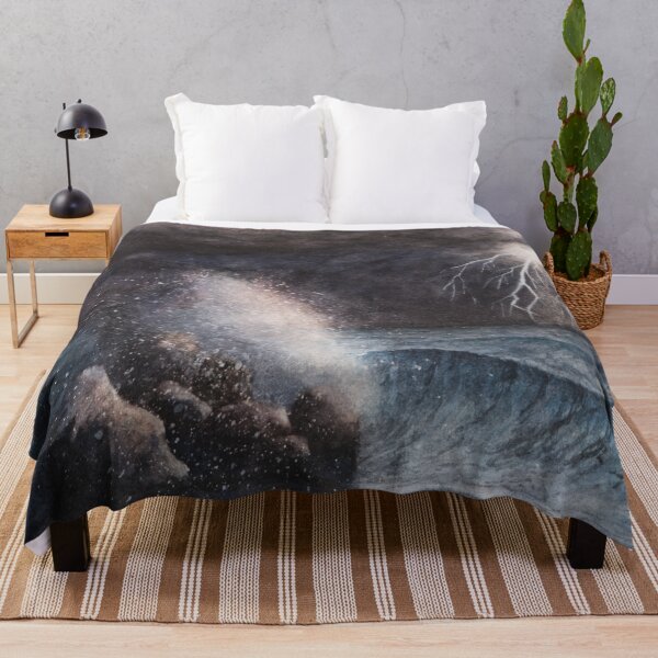 Item preview, Dark Stormy Night - breaking waves rolling onto the beach. Watercolour landscape -  designed and sold by Einar Aasen.