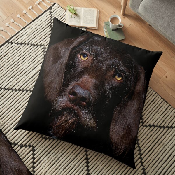 German Wirehaired Pointer Portrait Floor Pillow