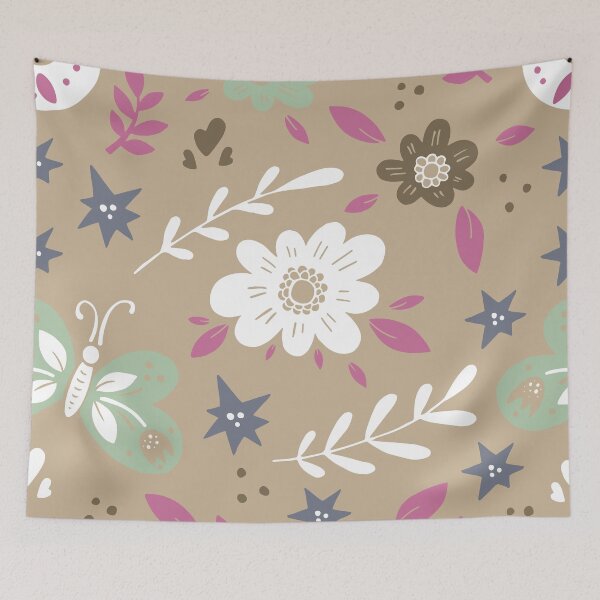 Item preview, Flowers Pattern and butterflies on Brown designed and sold by Arch4Design.