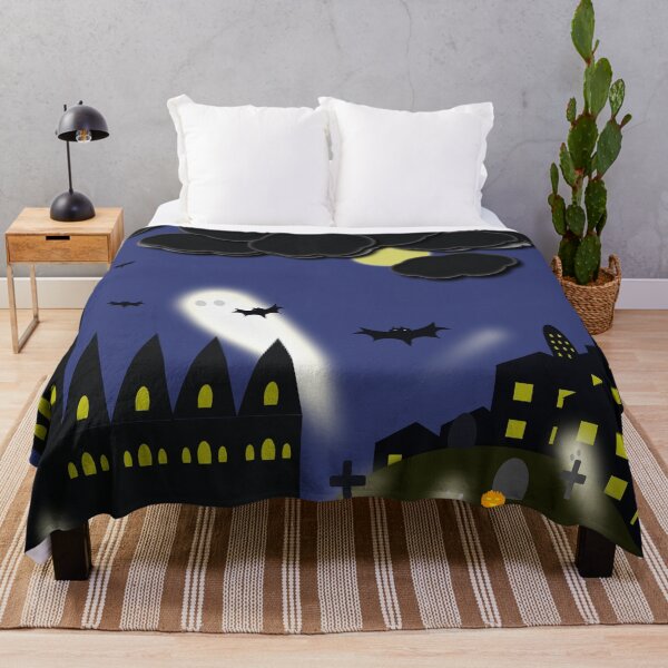 Item preview, Spooky Halloween night scene with graves, ghosts & bats. designed and sold by designInk.