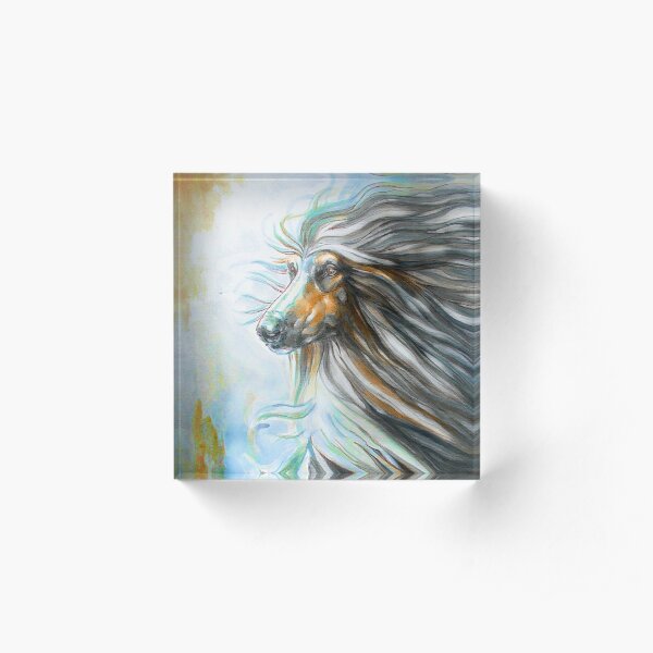 Black & Tan Afghan Hound Painting Acrylic Block