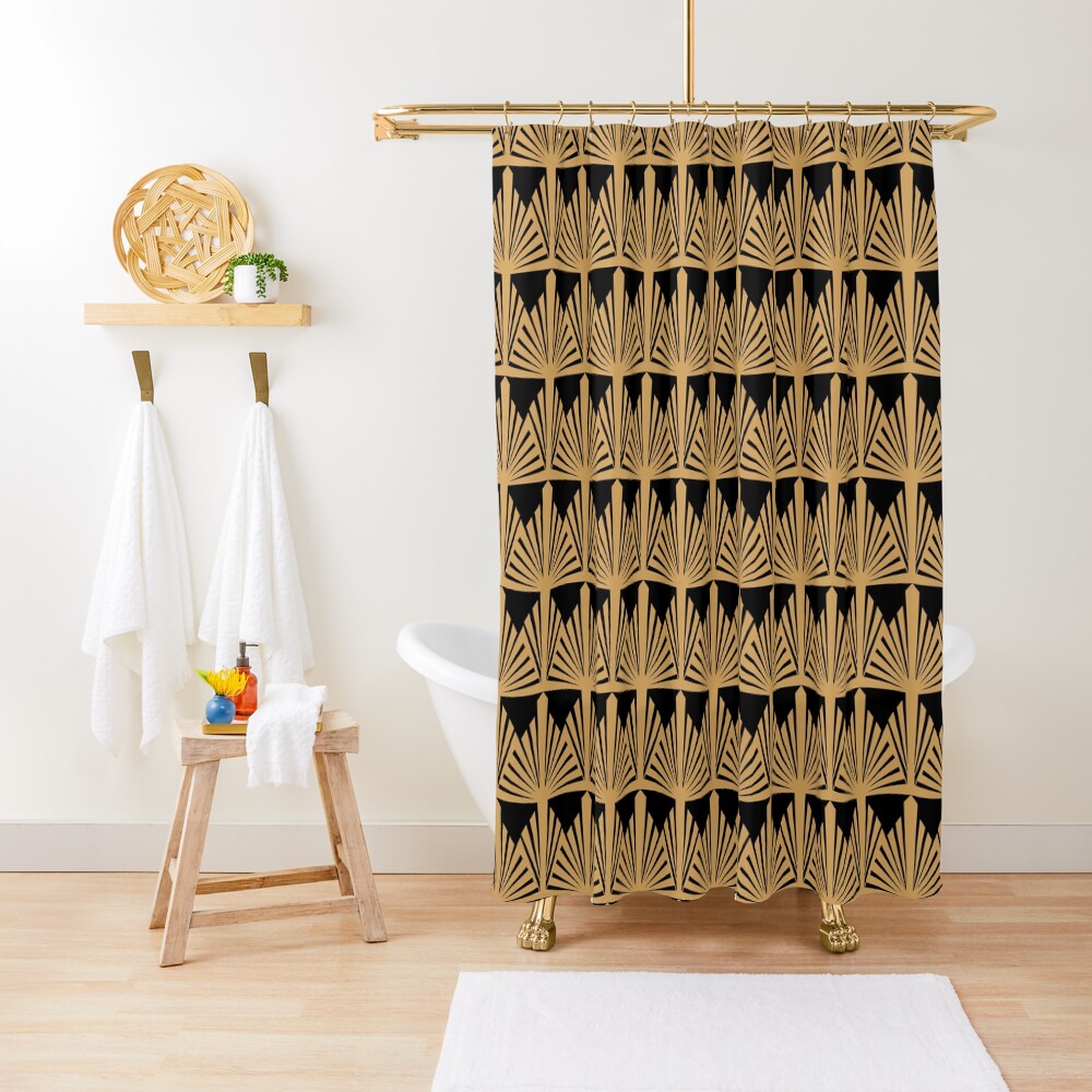 "Gold and Black Art Deco Pattern" Shower Curtain for Sale by KarinaI