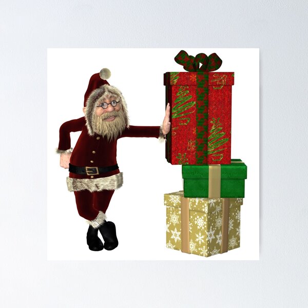 Item preview, Santa Claus with pile of Christmas Gifts designed and sold by algoldesigns.