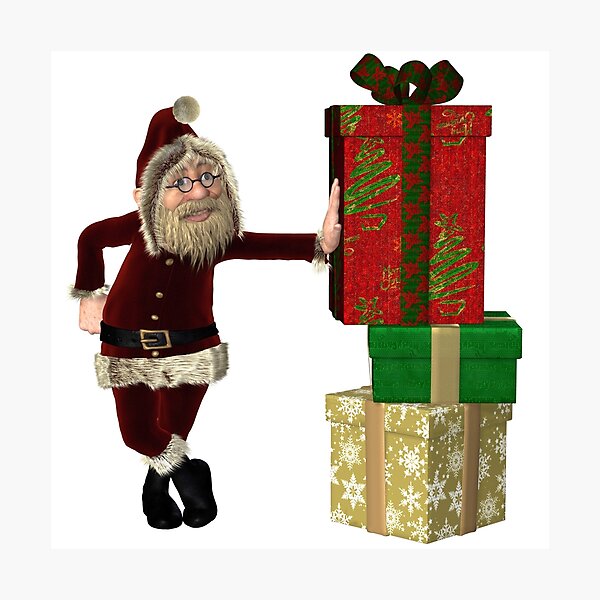 Item preview, Santa Claus with pile of Christmas Gifts designed and sold by algoldesigns.